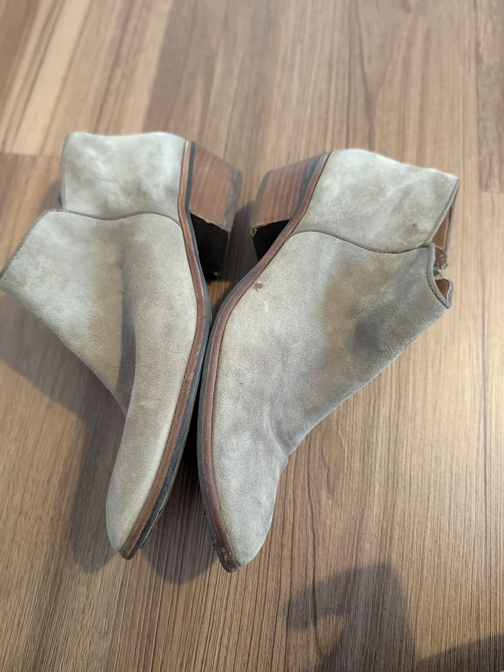 Sam Edelman Suede Ankle Booties in Taupe Gray